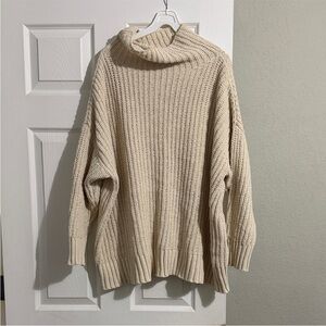 Aerie Cream Cowl Neck Sweater